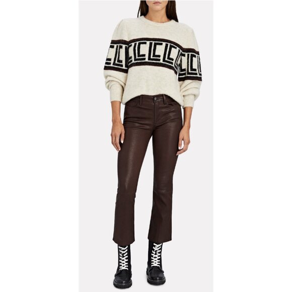 Frame Denim Pants - FRAME Le Crop Mini Boot Leather Pants in Espresso Brown - Size 25